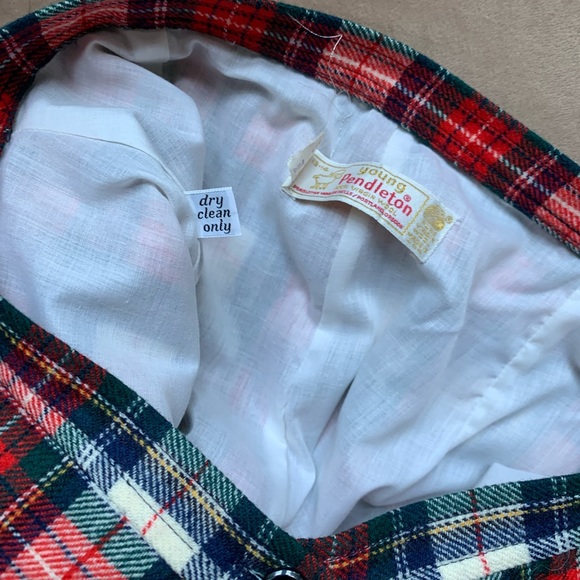 Vintage Pendleton Red Plaid 100% Wool Wide Leg High Waisted Pants Youth 13-14 - Picture 4 of 12